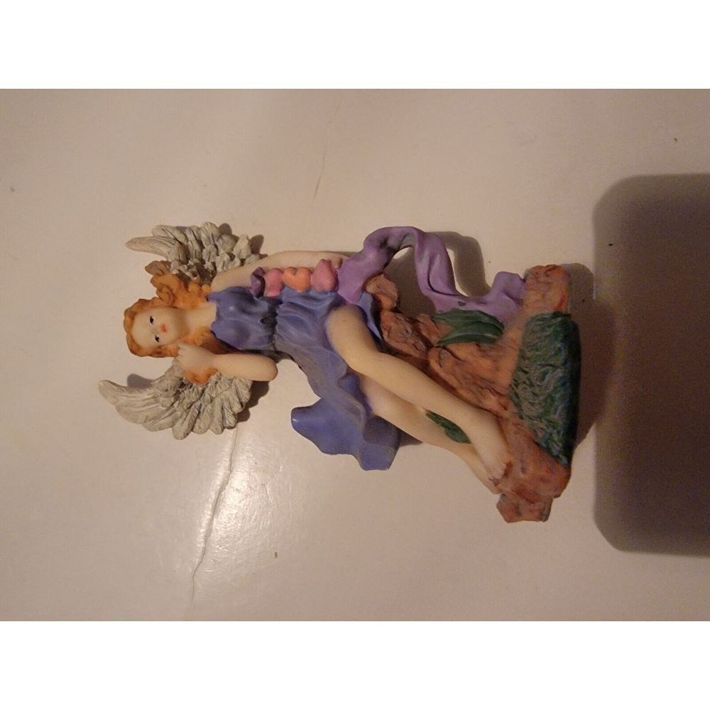 Collectible Angel Figurine Figure‎ Purple Dress Decor Red Hair